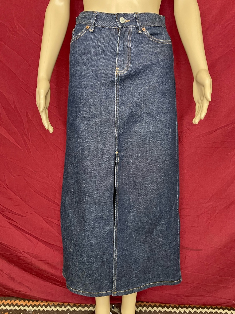 GAP Icon Denim Front Slit High Rise Y2K Front Slit Maxi Skirt Size 0 NWOT